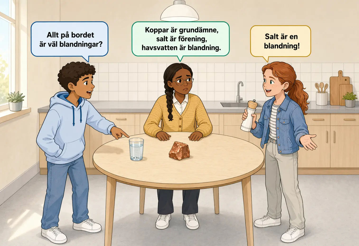 Concept cartoon till 1.3 Molekyler och kemiska föreningar