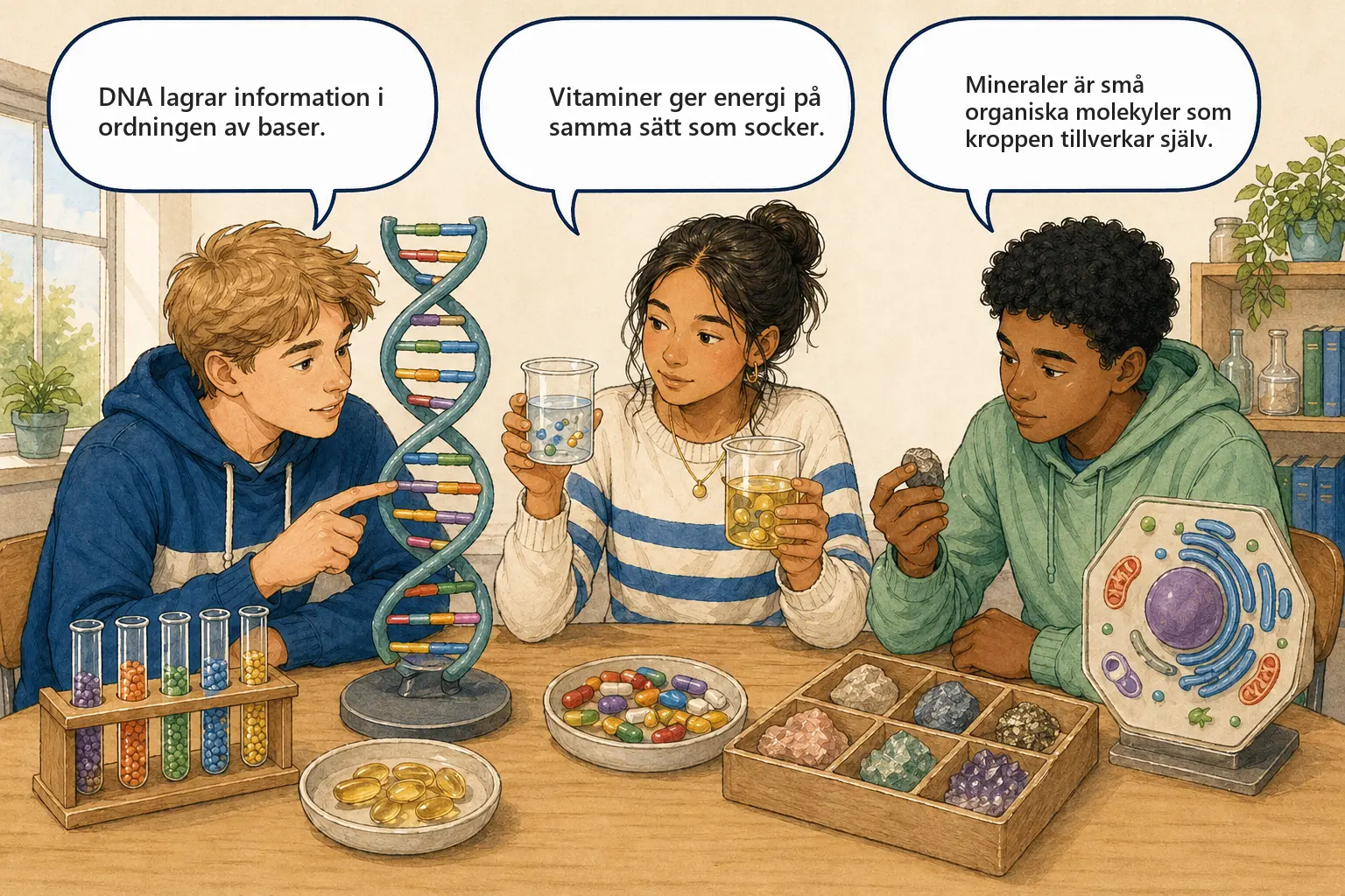 Concept cartoon till 4.5 DNA, vitaminer och mineraler