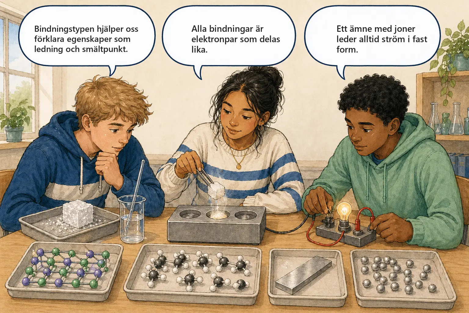 Concept cartoon till 5.2 Kemiska bindningar
