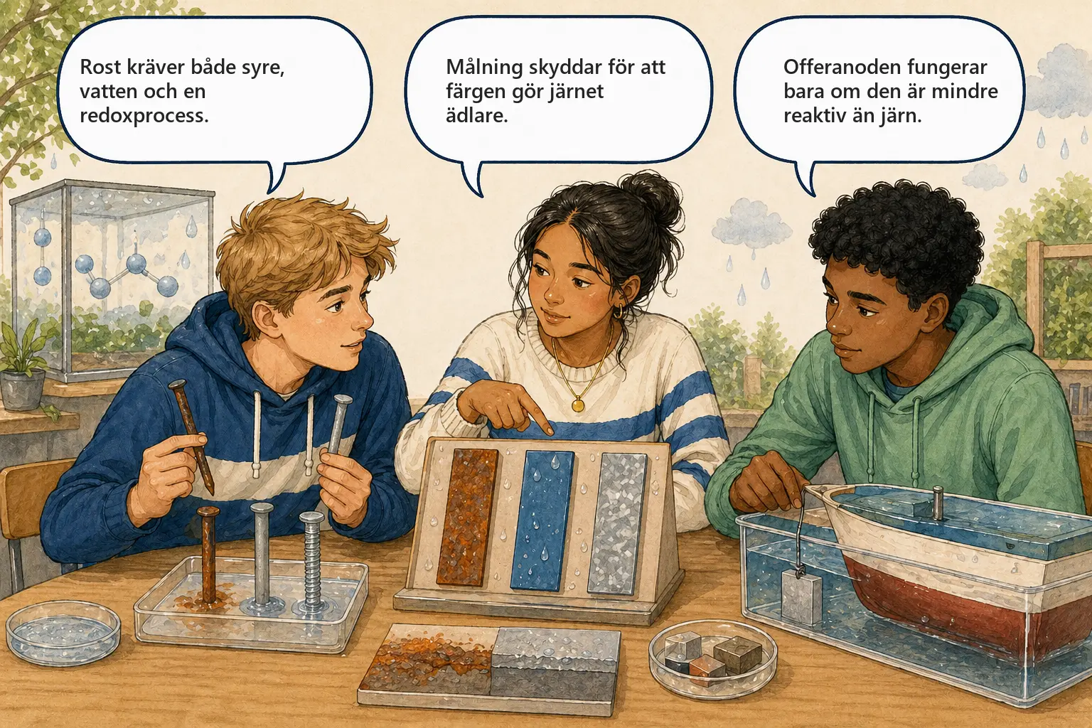 Concept cartoon till 5.4 Korrosion och korrosionsskydd